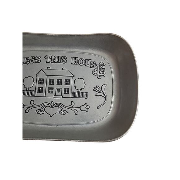 Vtg Wilton Armetale “Bless This House” Pewter Bread Warming Tray Dish Plate - Picture 8 of 8